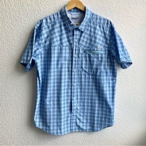 Columbia Short Sleeve Plaid Button Down, Sz L
